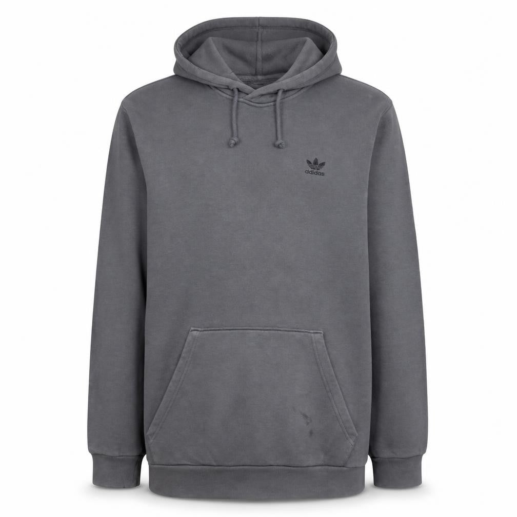 Front view of Adidas Men's Grey L Hoodie Track Jacket with Logo & Pocket