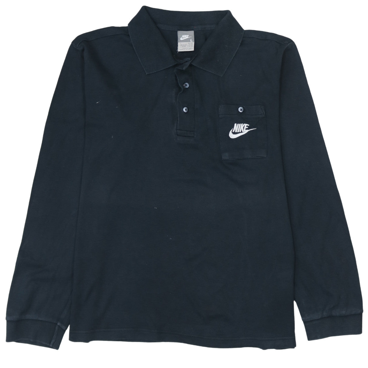 Nike Men's Black Long Sleeve Cotton Polo Shirt Size L 42/44