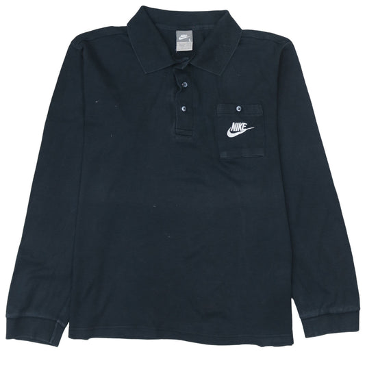 Nike Men's Black Long Sleeve Cotton Polo Shirt Size L 42/44