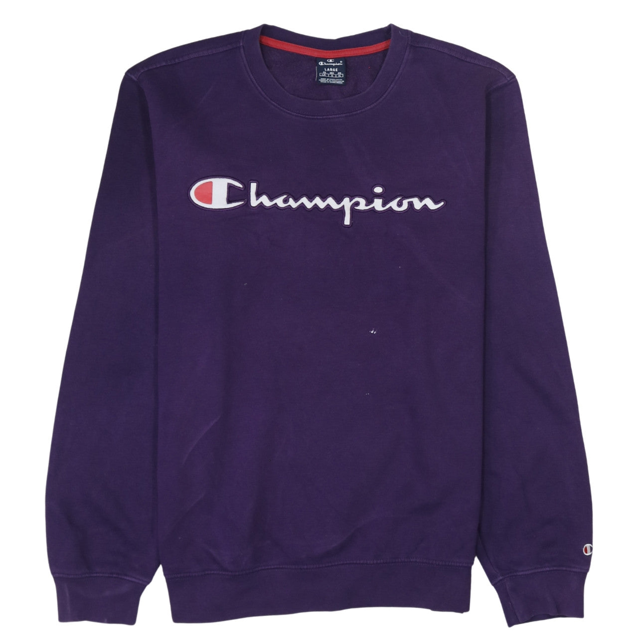 Champion Women’s Purple Pullover Sweatshirt L Logo Crew Neck Cotton Blend