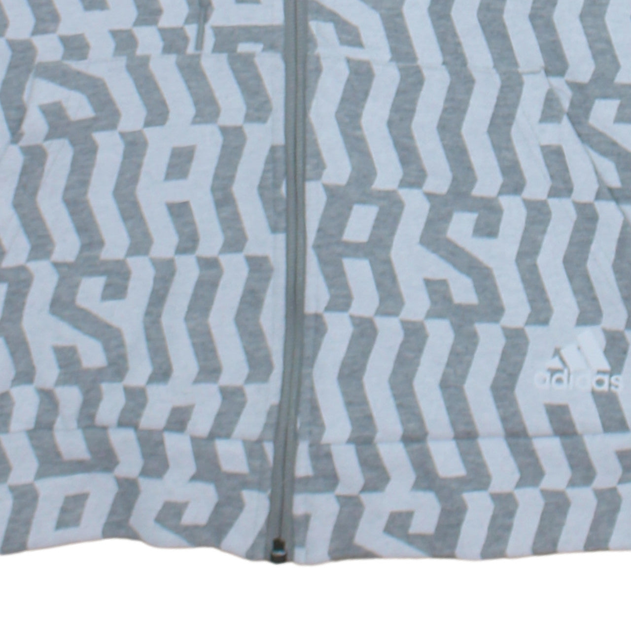 Adidas Women Grey White Full Zip Hoodie Size S 8-10 Geometric Print