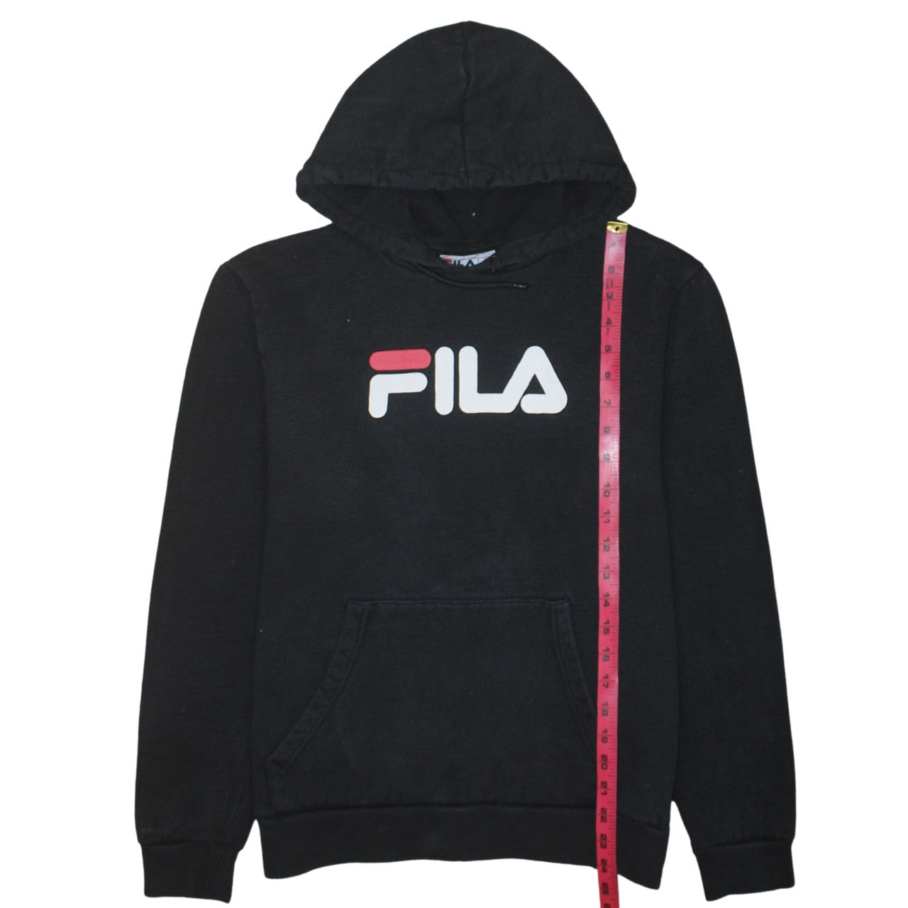 Fila Mens Black Pullover Hoodie S Logo Fleece Sportswear