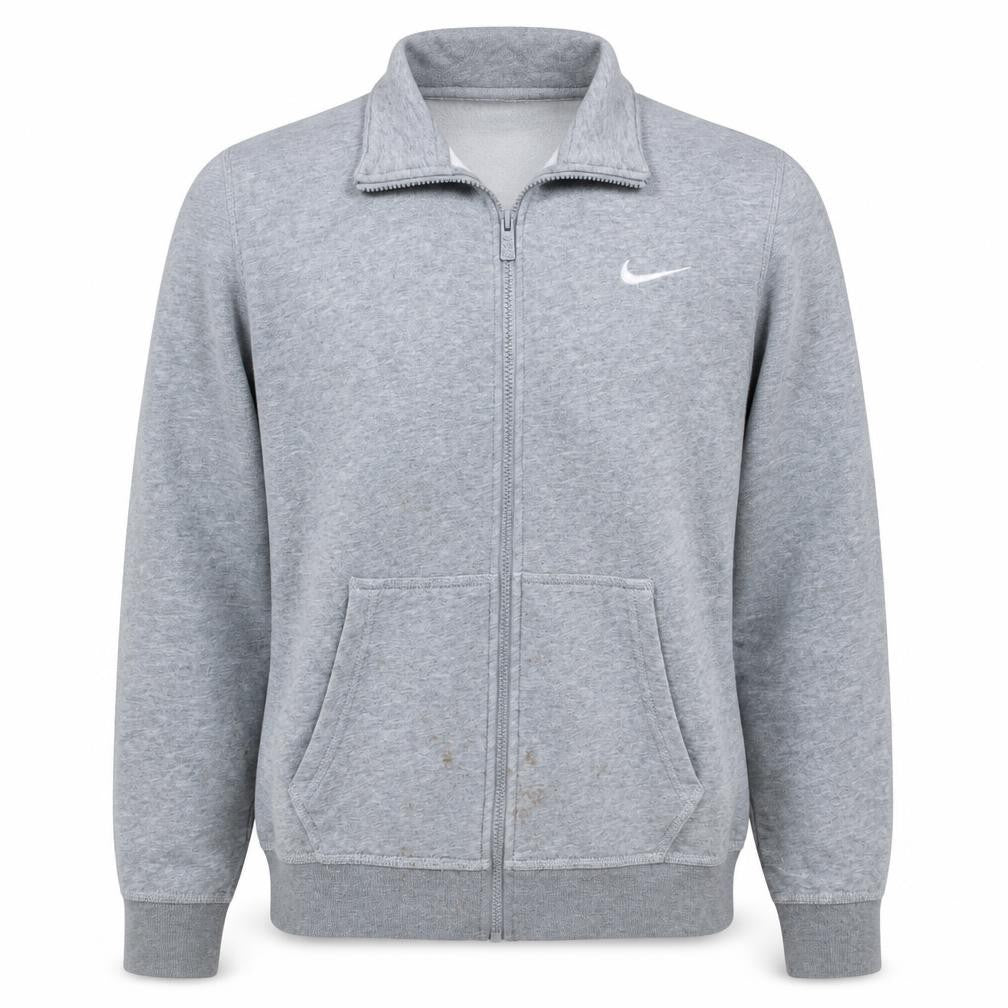 Front view of Nike Men's Grey L Track Jacket Full Zip Sports Fleece