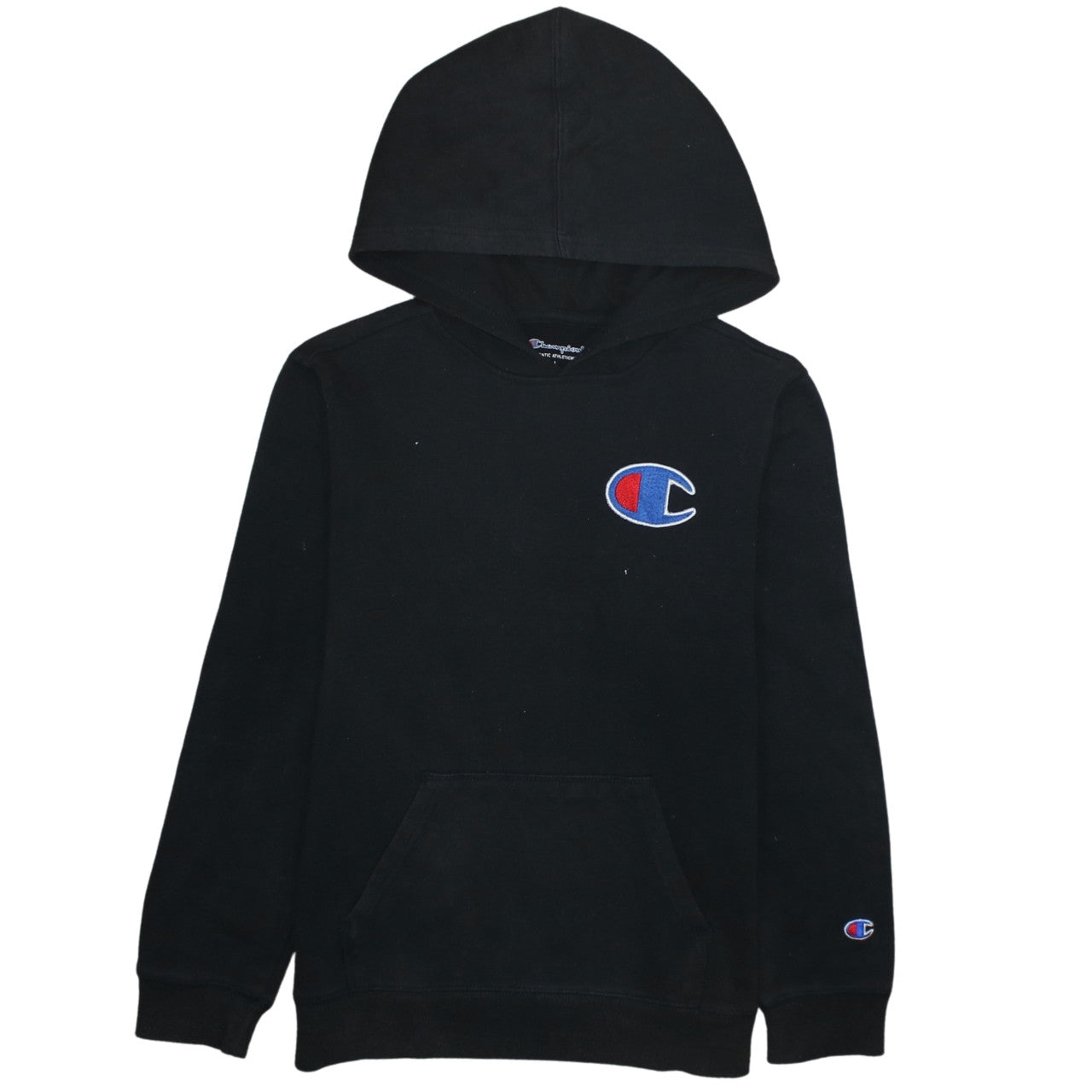 Champion Boys Black Pullover Hoodie L Cotton Blend Logo Athletic Sweatshirt