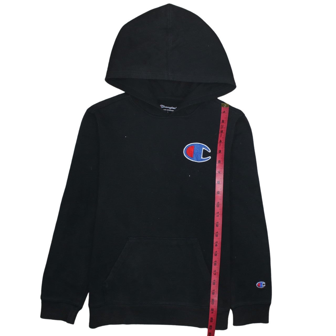 Champion Boys Black Pullover Hoodie L Cotton Blend Logo Athletic Sweatshirt