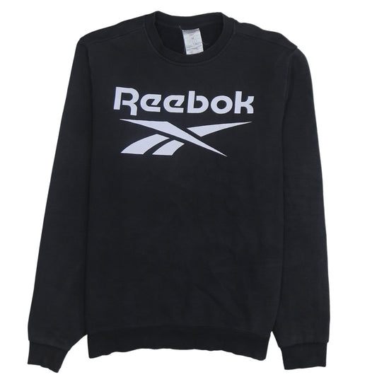 Reebok Men Black M Pullover Sweatshirt Crew Neck Logo Fleece