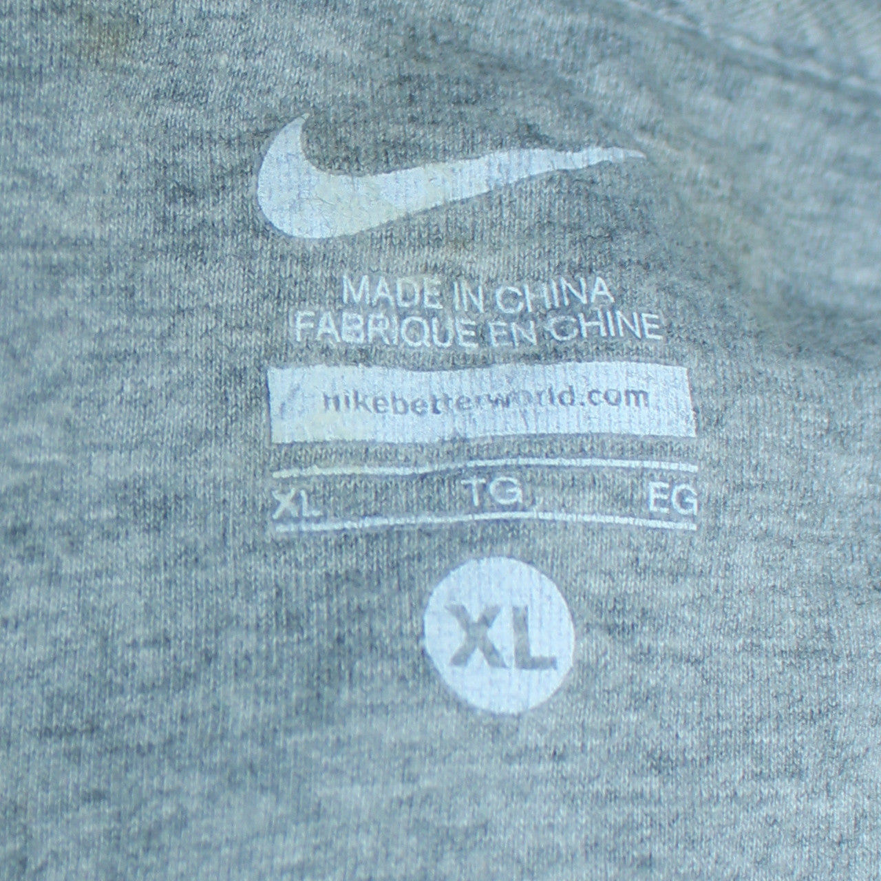 Nike Men's Grey Full Zip Hoodie XL Cotton Blend Sportswear