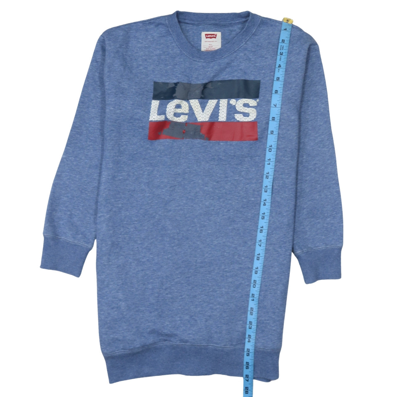 Levi's Girls Blue Graphic Logo Long Sleeve T-Shirt Dress Size 10 Years