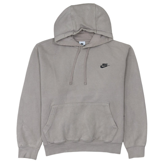 Nike Men Beige Pullover Hoodie L Fleece Logo Sportswear