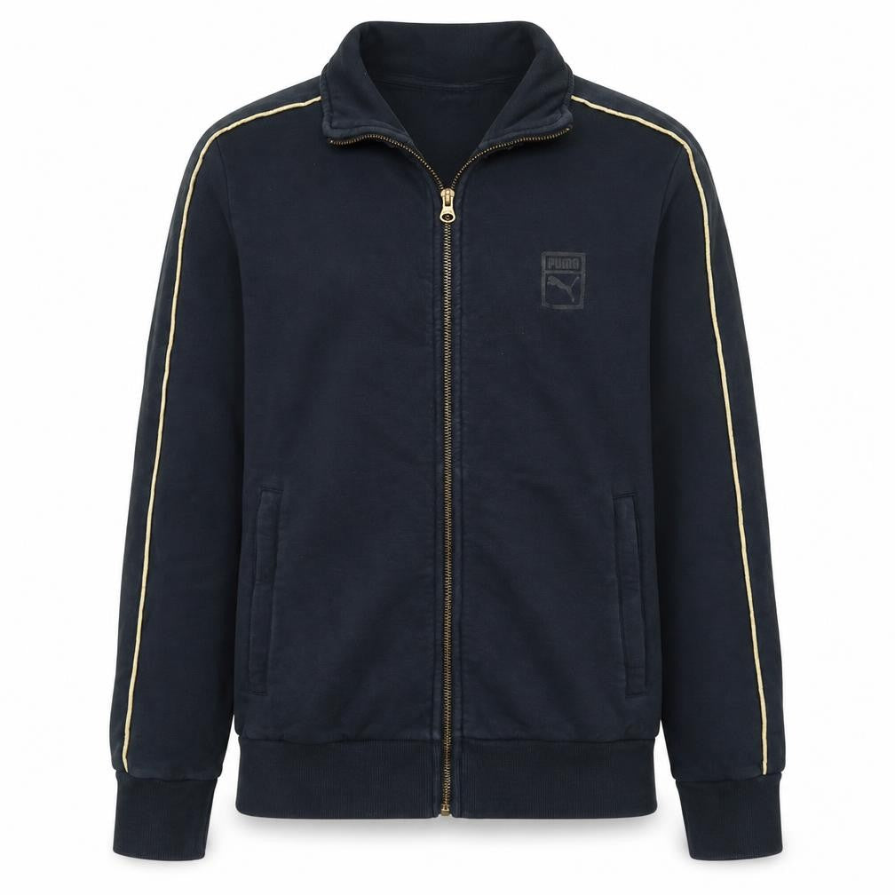 Front view of Puma boys’ black full zip sweatshirt small classic athletic style