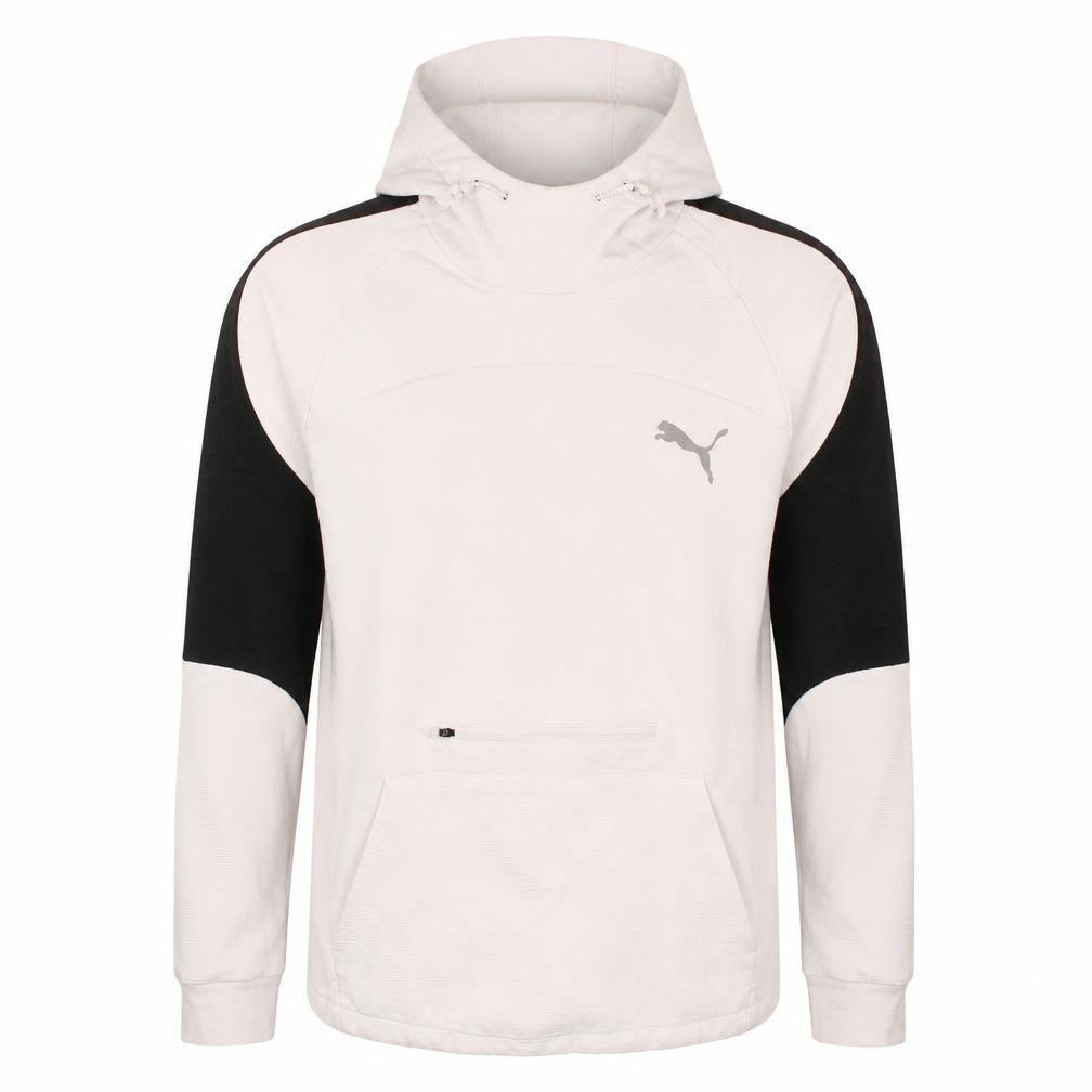 Puma Men's Beige Pullover Hoodie L Logo Sportswear