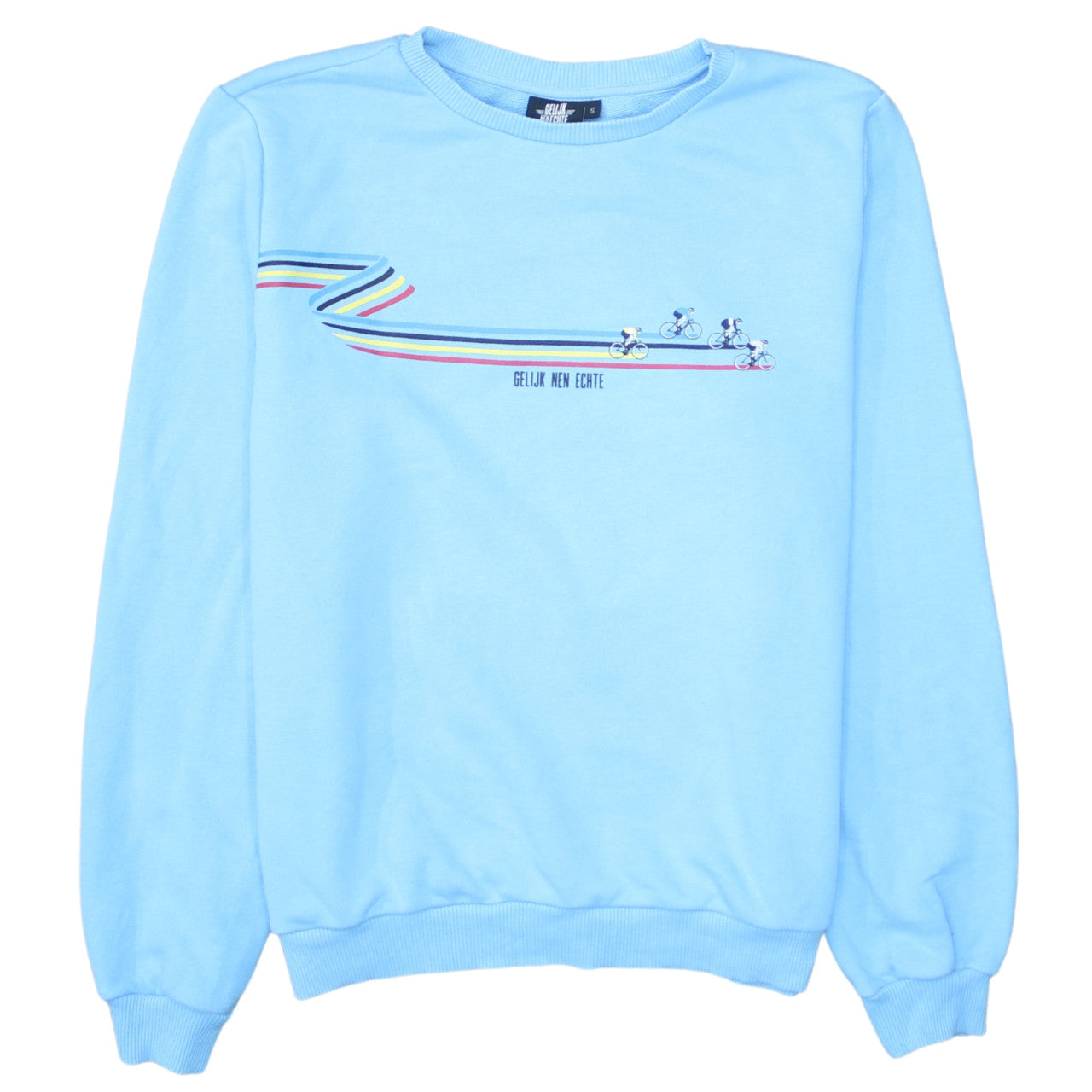 Gelijk Nen Echte Women's Blue Cotton Blend Pullover Sweatshirt Size S