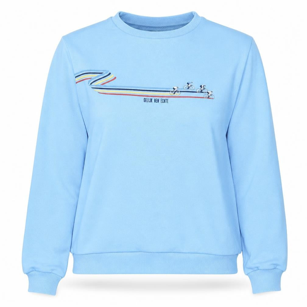 Gelijk Nen Echte Women's Blue Cotton Blend Pullover Sweatshirt Size S
