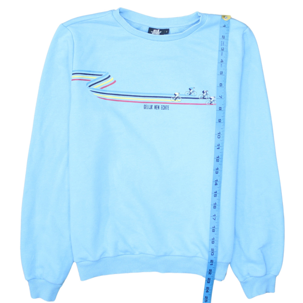 Gelijk Nen Echte Women's Blue Cotton Blend Pullover Sweatshirt Size S