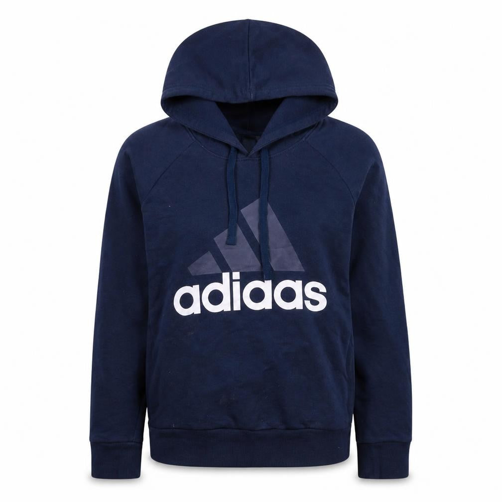 Adidas Womens Navy Blue Pullover Hoodie S Logo Print Sportswear