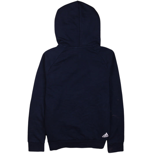 Adidas Womens Navy Blue Pullover Hoodie S Logo Print Sportswear