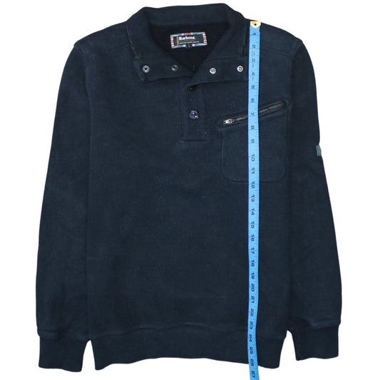 Barbour Men's Blue Henley Sweatshirt L Fleece Cotton Blend