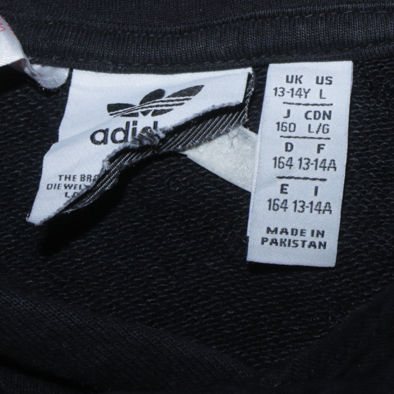 Adidas Boys Black Pullover Hoodie 13-14 Years Logo Graphic Sweatshirt