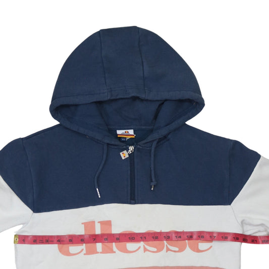 Ellesse Men's Blue White Pink 1/4 Zip Hoodie Size S Retro Style