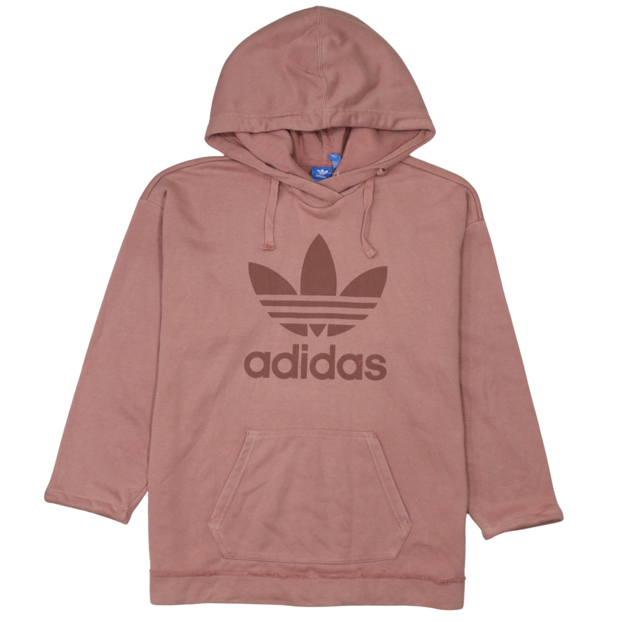 Adidas Womens Pink Hooded Pullover Hoodie Size 10 Cotton Logo Print