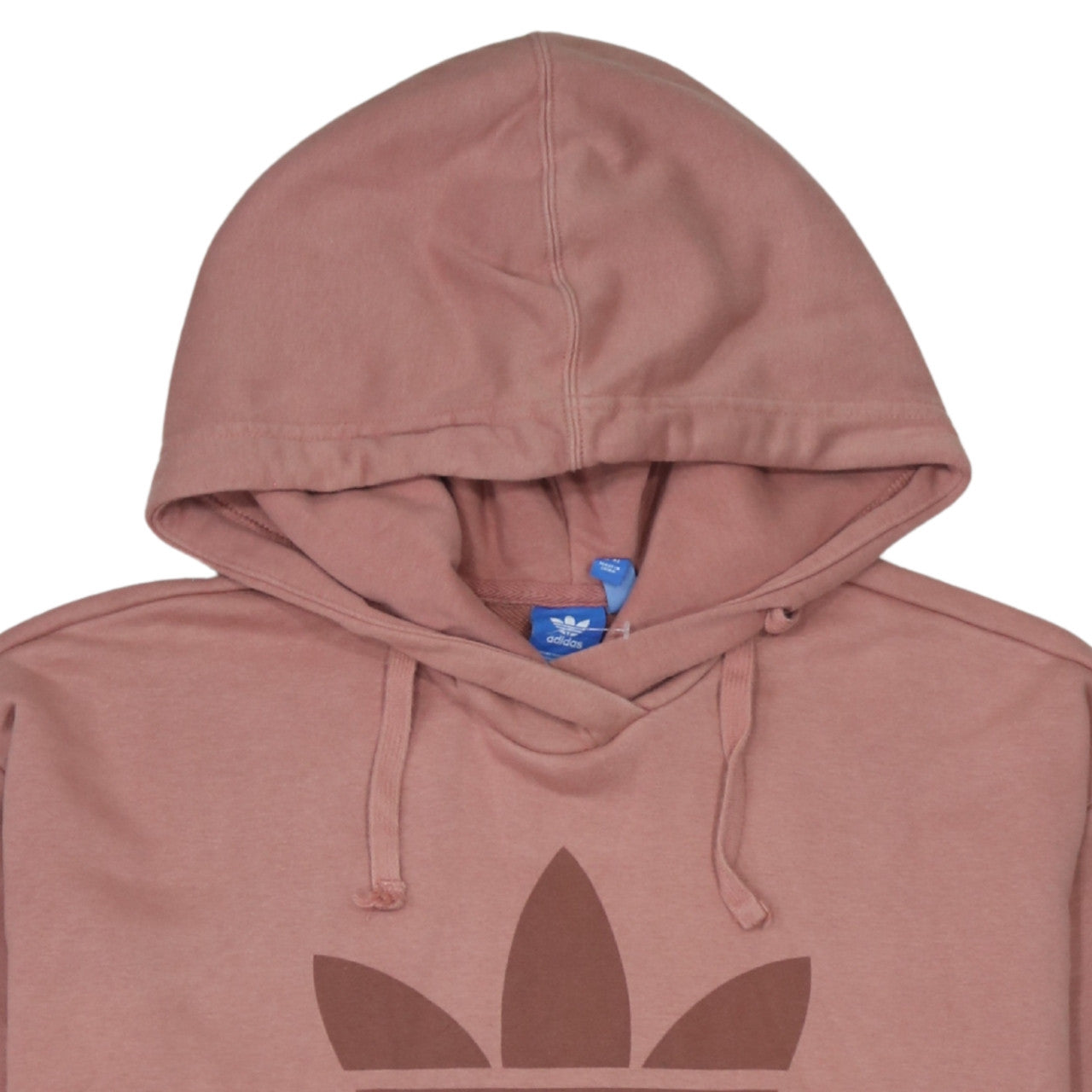Adidas Womens Pink Hooded Pullover Hoodie Size 10 Cotton Logo Print