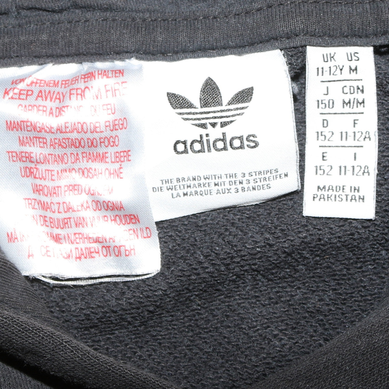 Adidas Boys Black Hoodie 11-12 Years Regular Fit Pullover Fleece