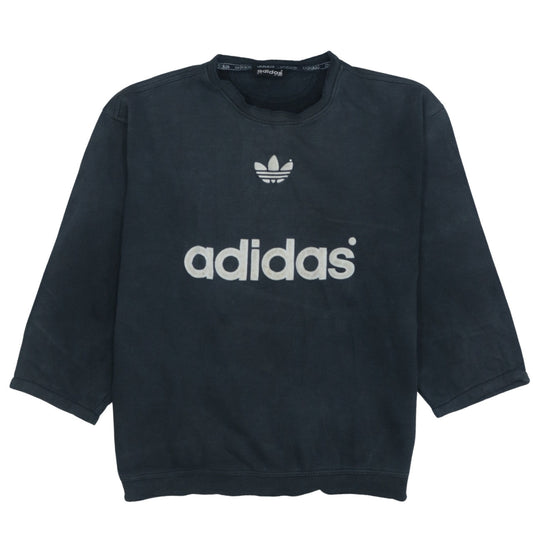 Adidas Men's Black 3/4 Sleeve Crew Neck Vintage Logo Sweatshirt L