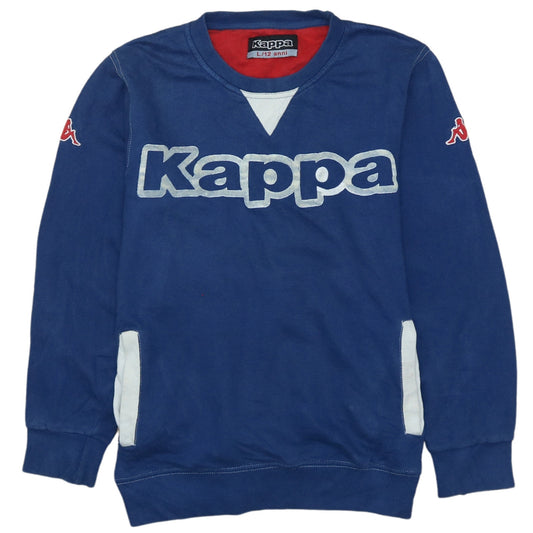 Kappa Boys Blue Crew Neck Pullover Sweatshirt Size 12 Years Cotton Blend