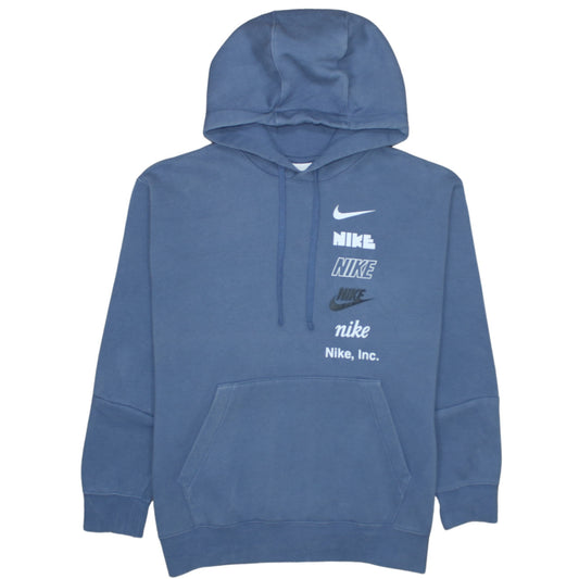 Nike Men's Blue Pullover Hoodie M Graphic Logo Fleece Sweatshirt