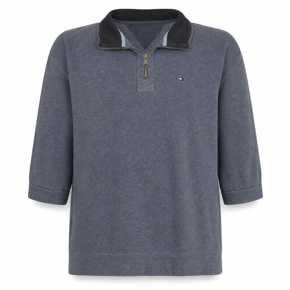 Tommy Hilfiger Men's Grey XL 1/4 Zip Cotton Collared Jumper