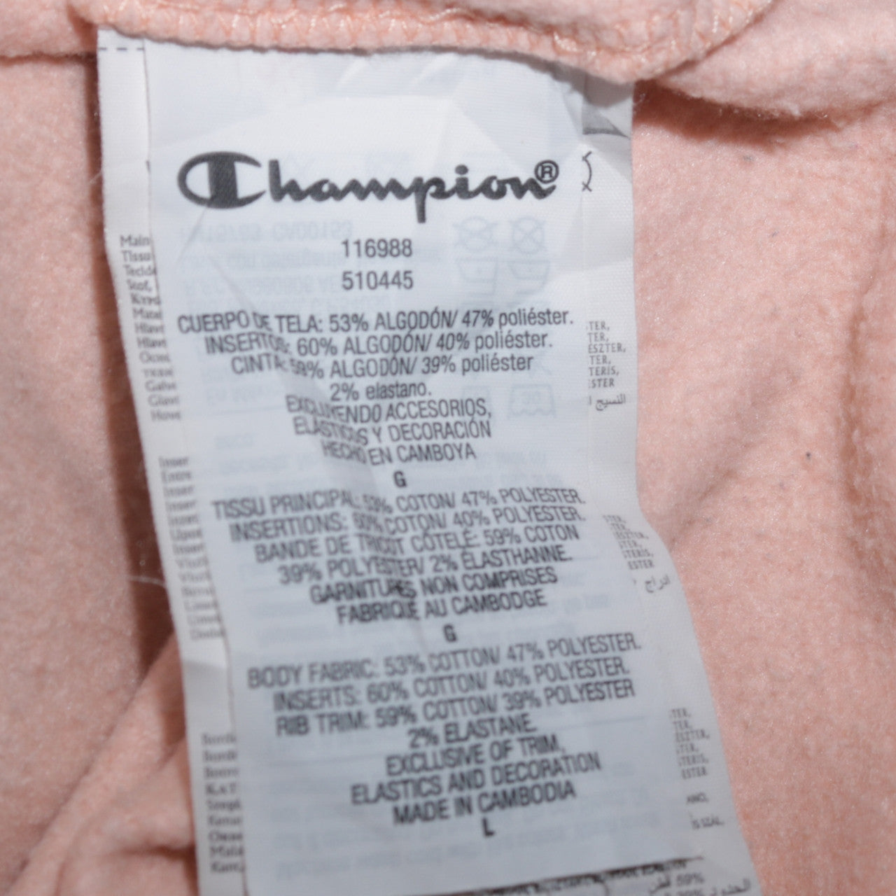 Champion Women's Peach Pink Pullover Hoodie Size L Cotton Blend