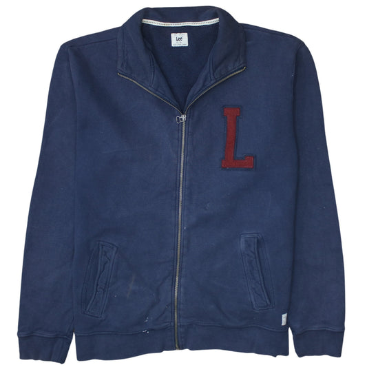 Lee Men Blue XL Full Zip Cotton College Sweatshirt