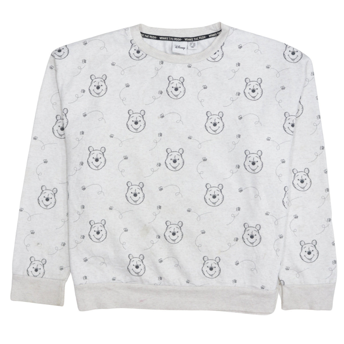 Front view of Disney Women Grey Winnie the Pooh Crew Neck Pullover Sweatshirt, size 12/14