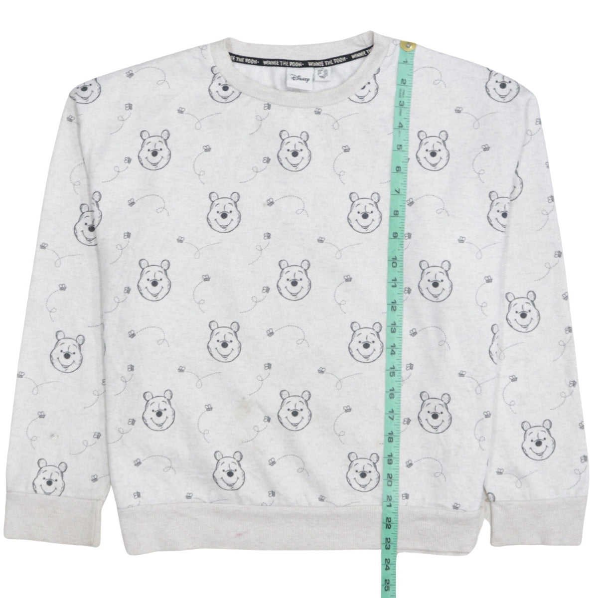 Back view of Disney Women Grey Winnie the Pooh Crew Neck Pullover Sweatshirt, size 12/14