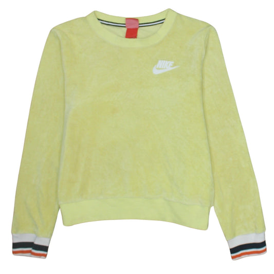 Nike Womens Yellow Crew Neck Pullover Sweatshirt Size M Cotton Blend