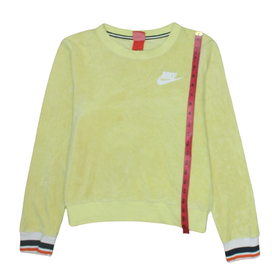 Nike Womens Yellow Crew Neck Pullover Sweatshirt Size M Cotton Blend
