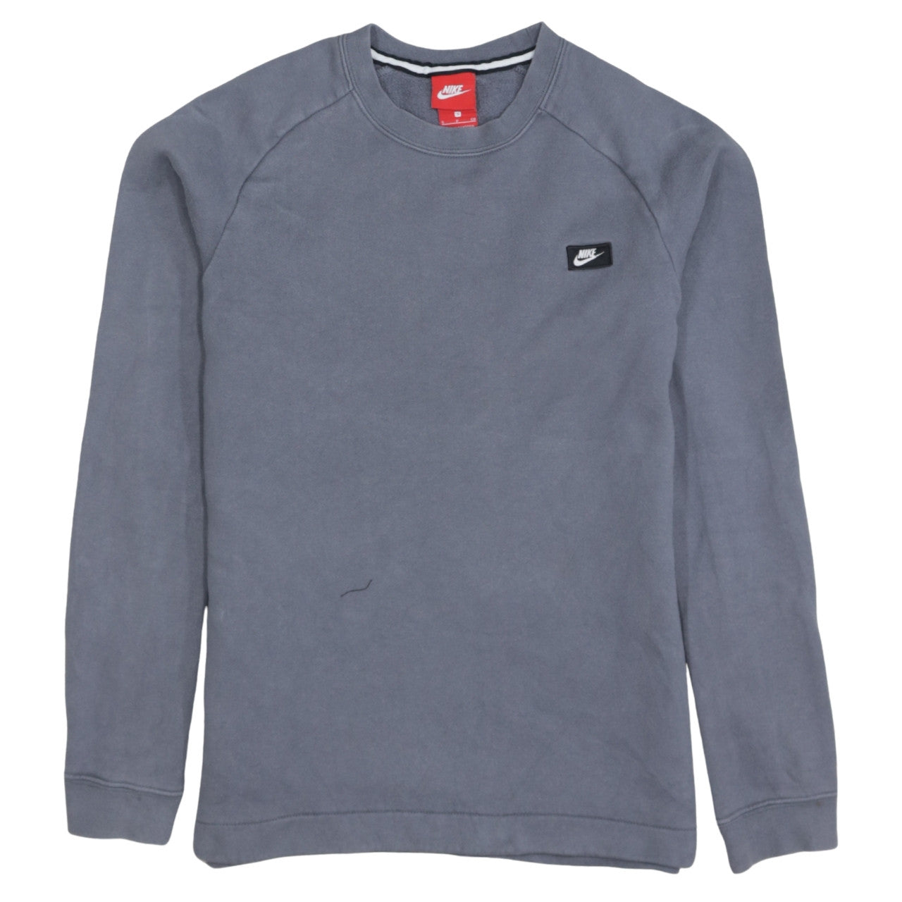 Nike Men's Grey Small Pullover Sweatshirt Crew Neck Fleece Zip Detail