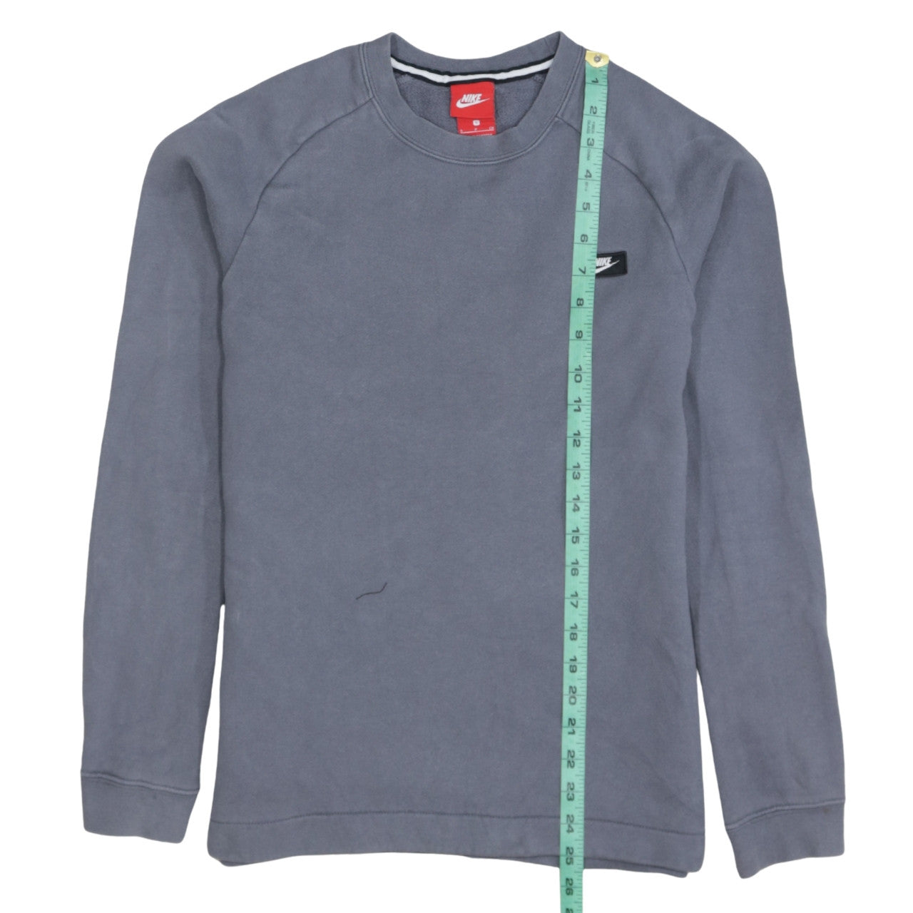 Nike Men's Grey Small Pullover Sweatshirt Crew Neck Fleece Zip Detail