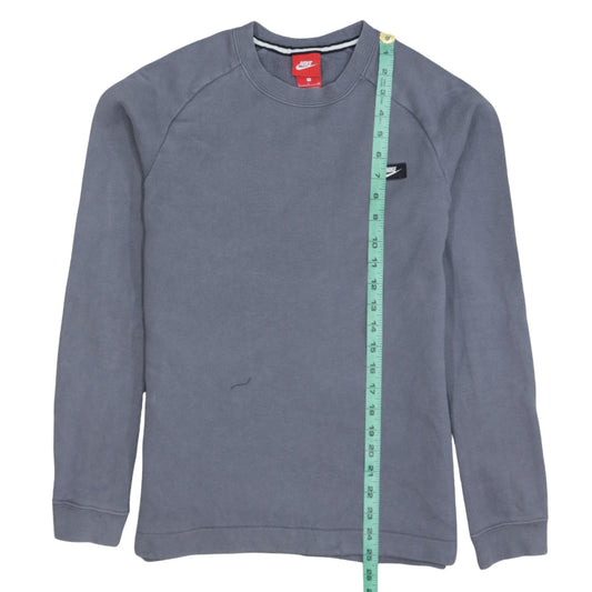 Nike Men's Grey Small Pullover Sweatshirt Crew Neck Fleece Zip Detail