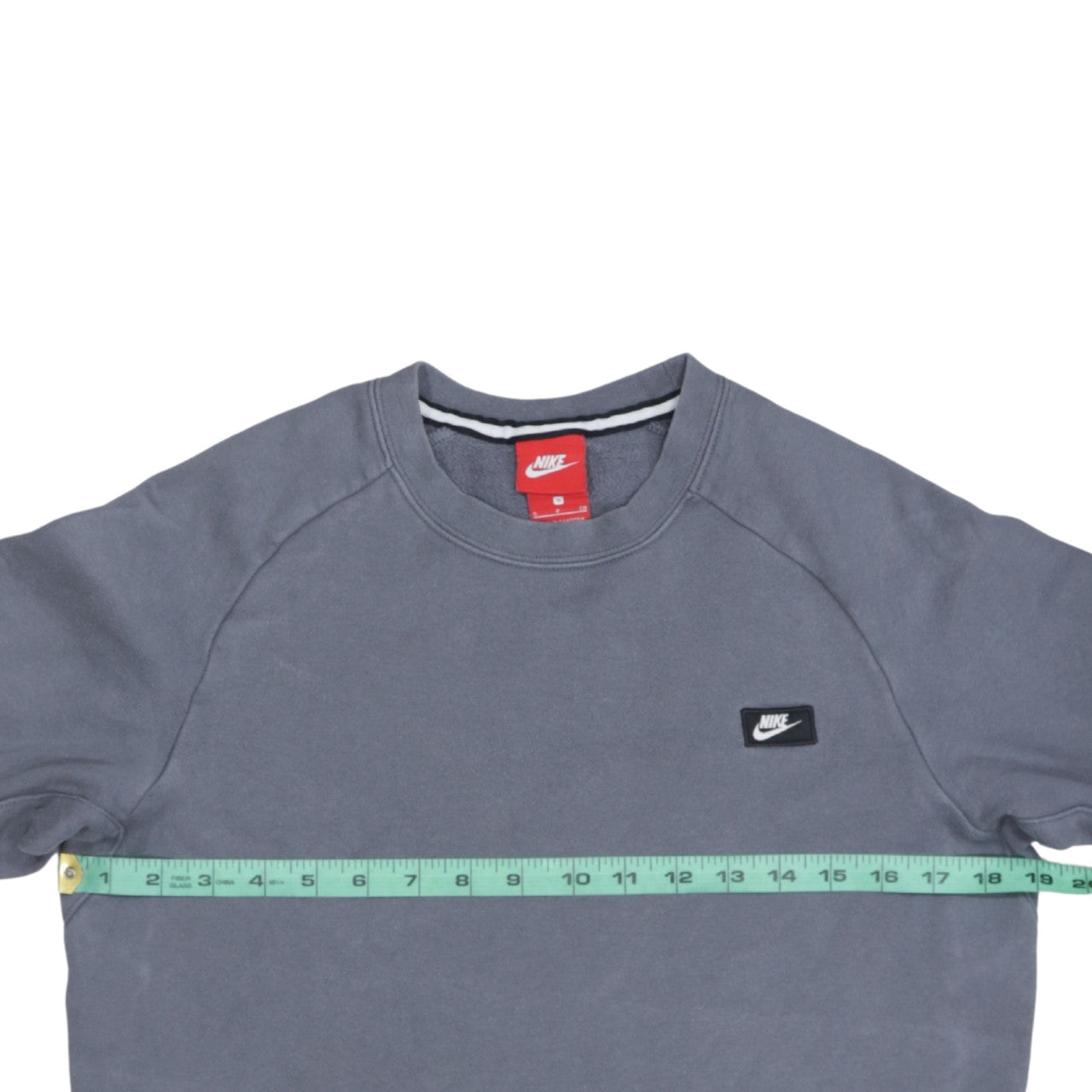 Nike Men's Grey Small Pullover Sweatshirt Crew Neck Fleece Zip Detail