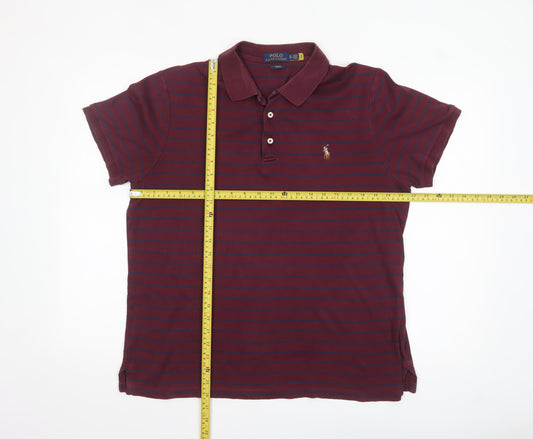 Ralph Lauren Men's Brown Striped Slim Fit Polo Shirt XL