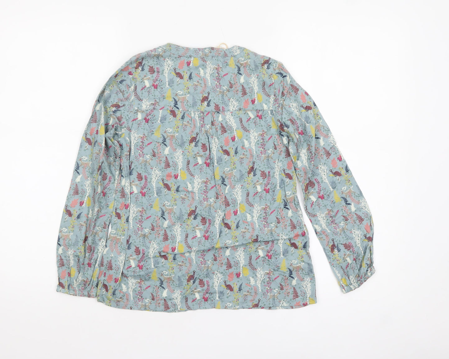 FatFace Girls Blue Enchanted Forest Blouse 8-9 Years Viscose Long Sleeve