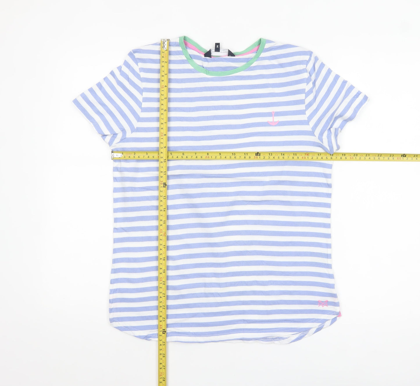Crew Clothing Company Women’s Blue Striped Cotton T-Shirt Size 14