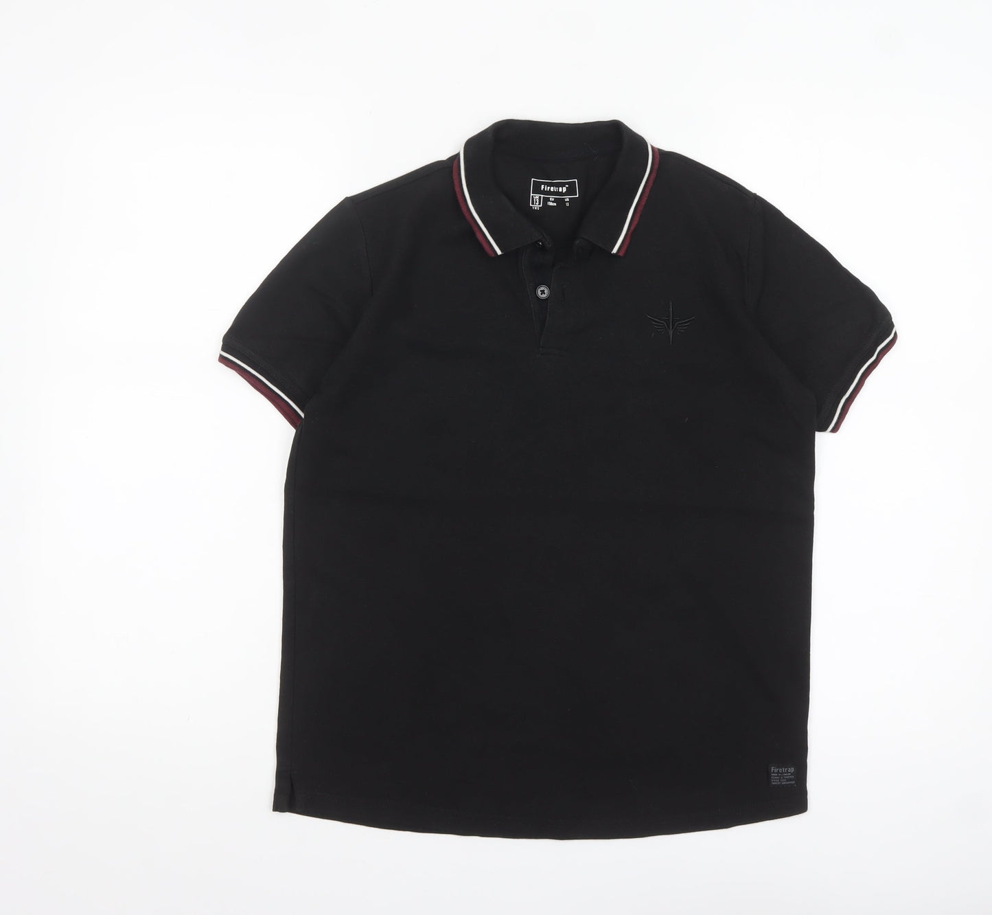 Firetrap Boys Black Polo Shirt 13 Years Short Sleeve Classic Fit