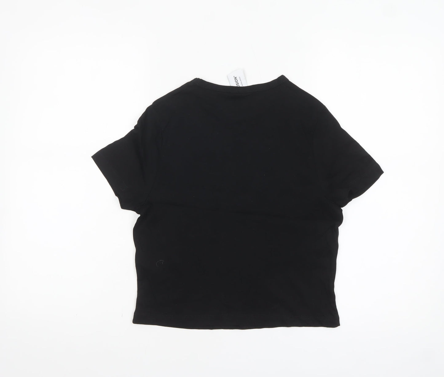 Collusion Women's Black Cotton Short Sleeve Basic T-Shirt Size 10