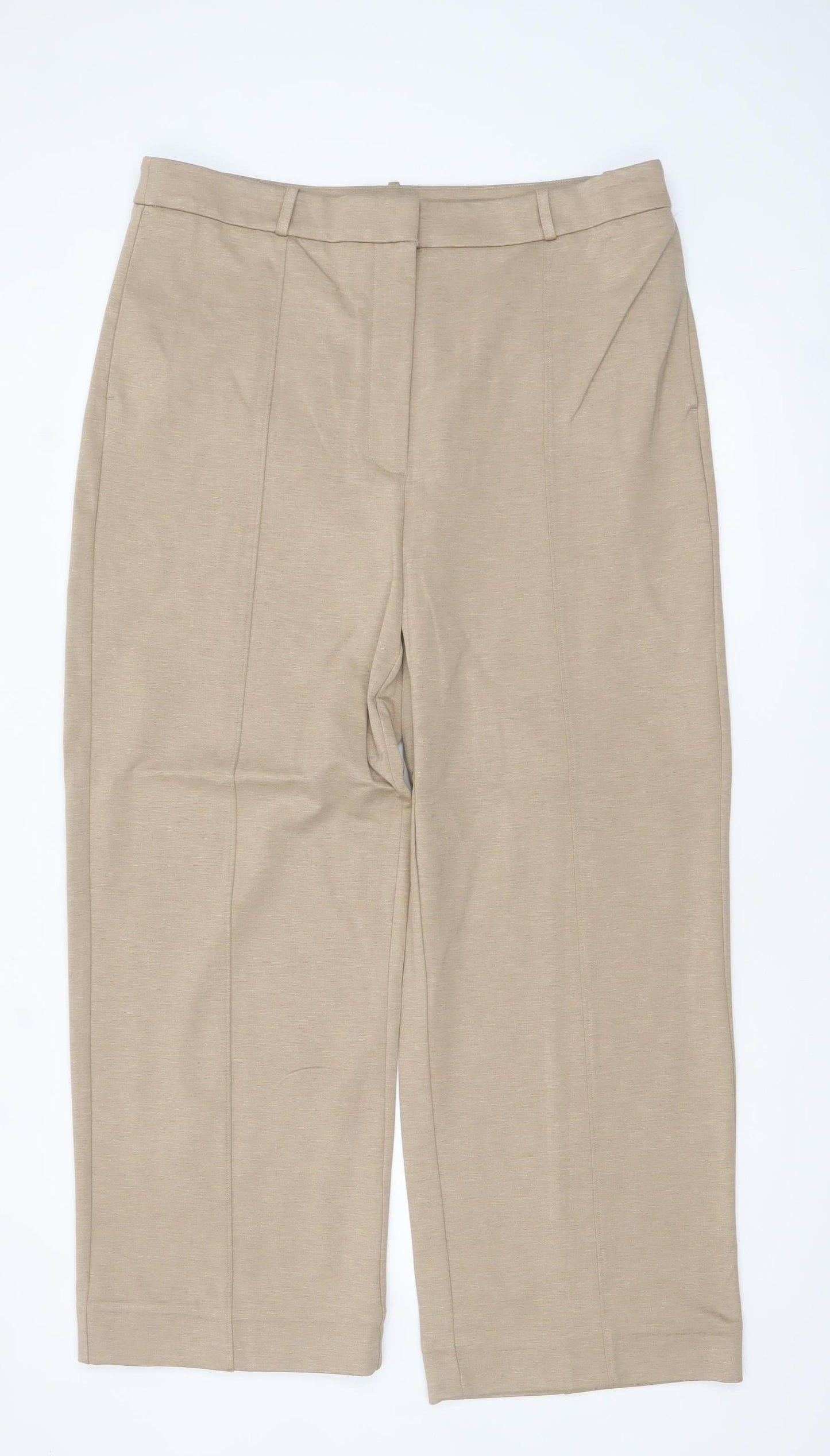 Jaeger Womens Beige Size 18 Straight Leg Viscose Blend Trousers