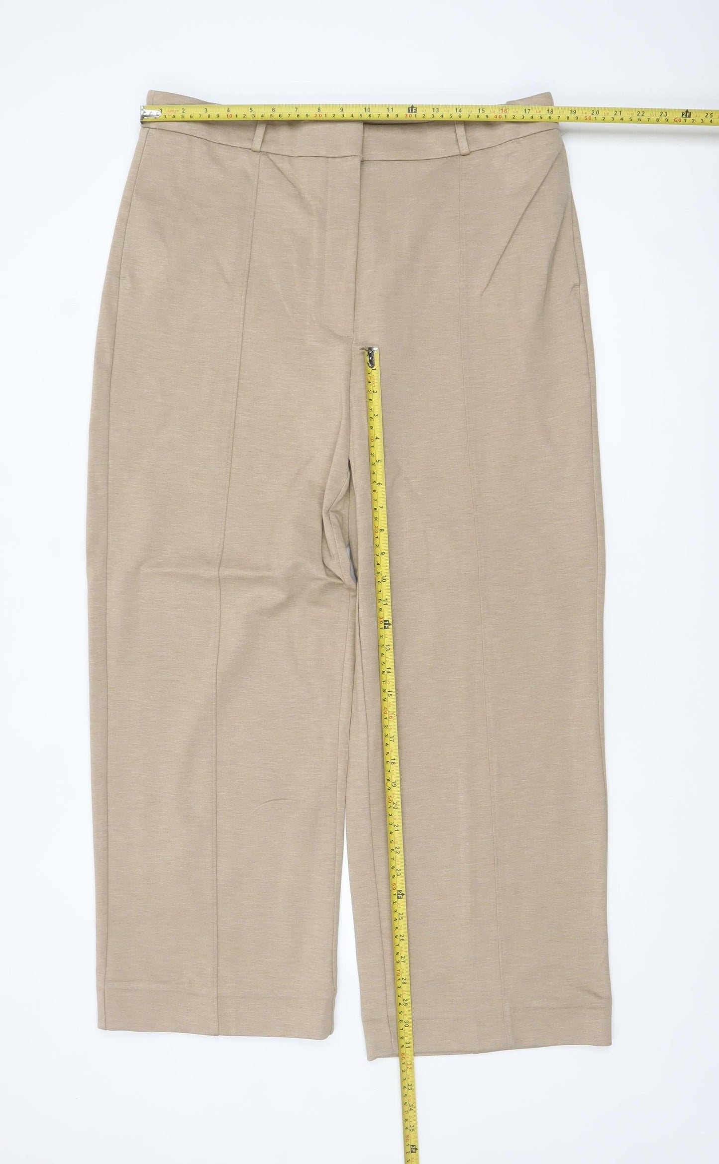 Jaeger Womens Beige Size 18 Straight Leg Viscose Blend Trousers