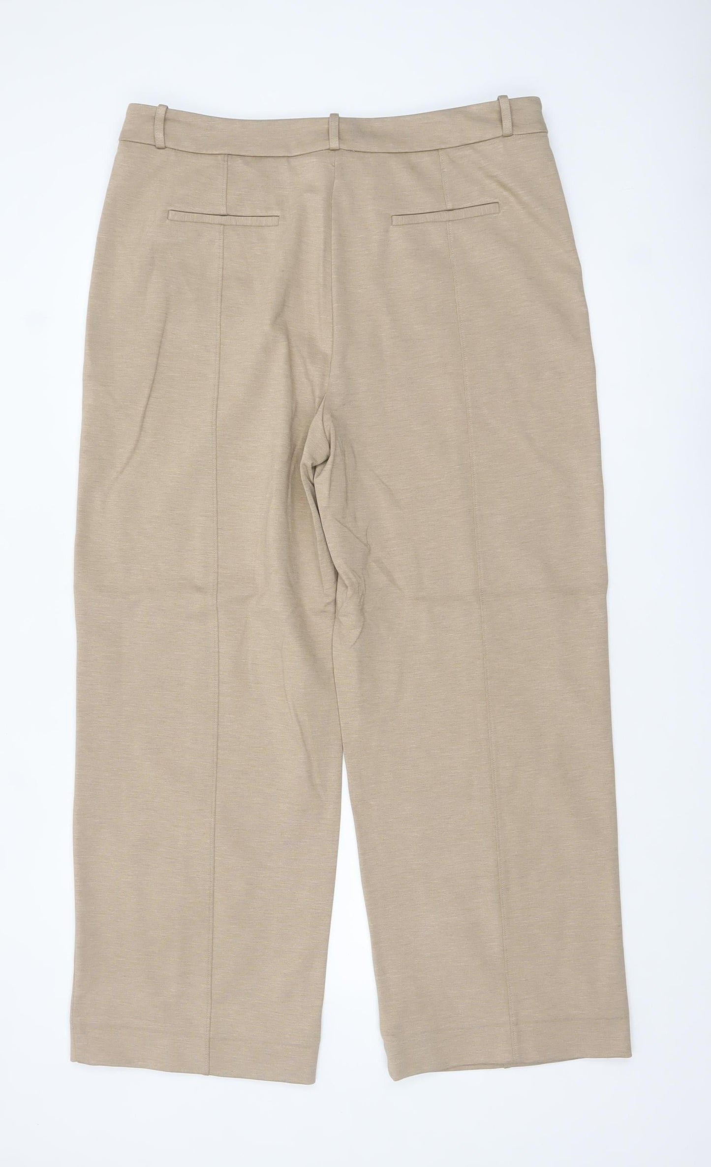 Jaeger Womens Beige Size 18 Straight Leg Viscose Blend Trousers