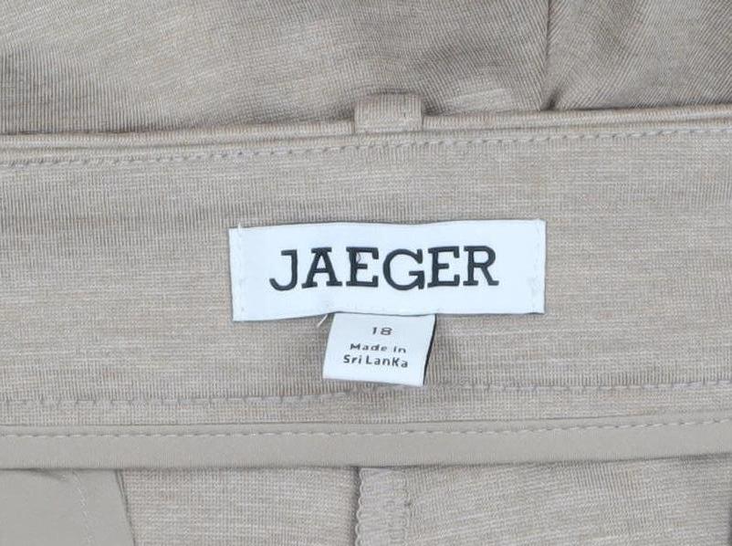 Jaeger Womens Beige Size 18 Straight Leg Viscose Blend Trousers