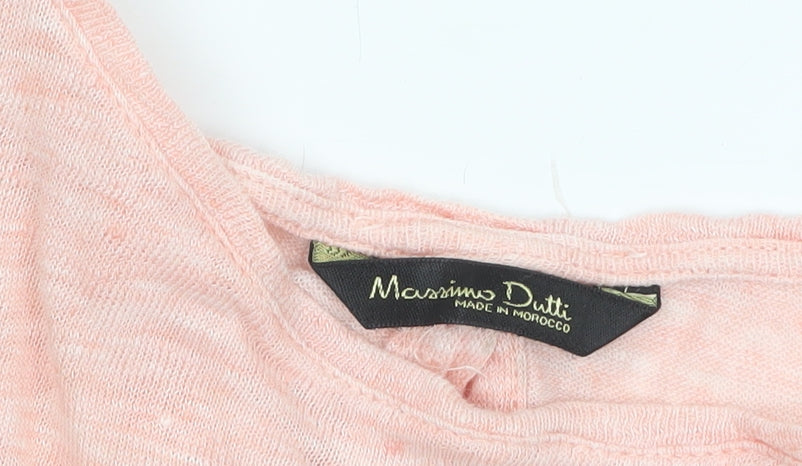 Massimo Dutti Womens Pink Linen Long Sleeve Blouse Size 8